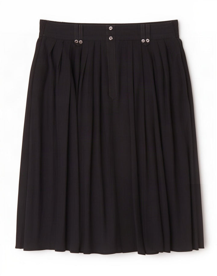 Saia plissada feminina St Michael UK 14 grande W32 viscose preta
