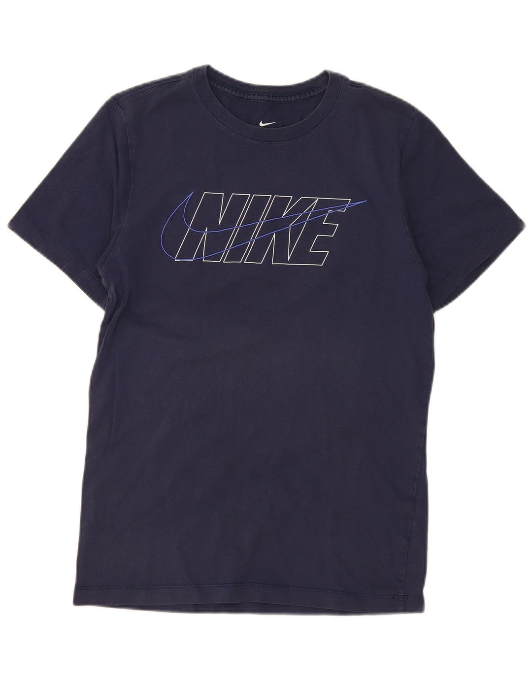 Camiseta Nike masculina gráfica top pequeno algodão azul marinho