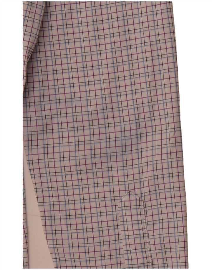 Camisa masculina BONOBOS Slim Fit tamanho 15 1/2 médio rosa xadrez nylon