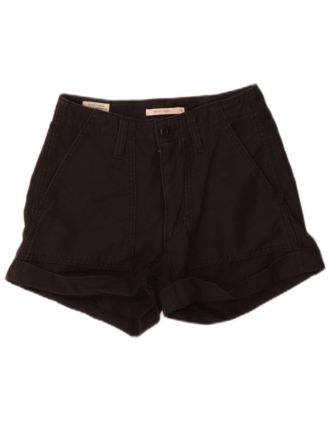 Shorts jeans feminino Levi's Ribcage W26 pequeno algodão preto