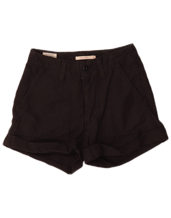 Shorts jeans feminino Levi's Ribcage W26 pequeno algodão preto