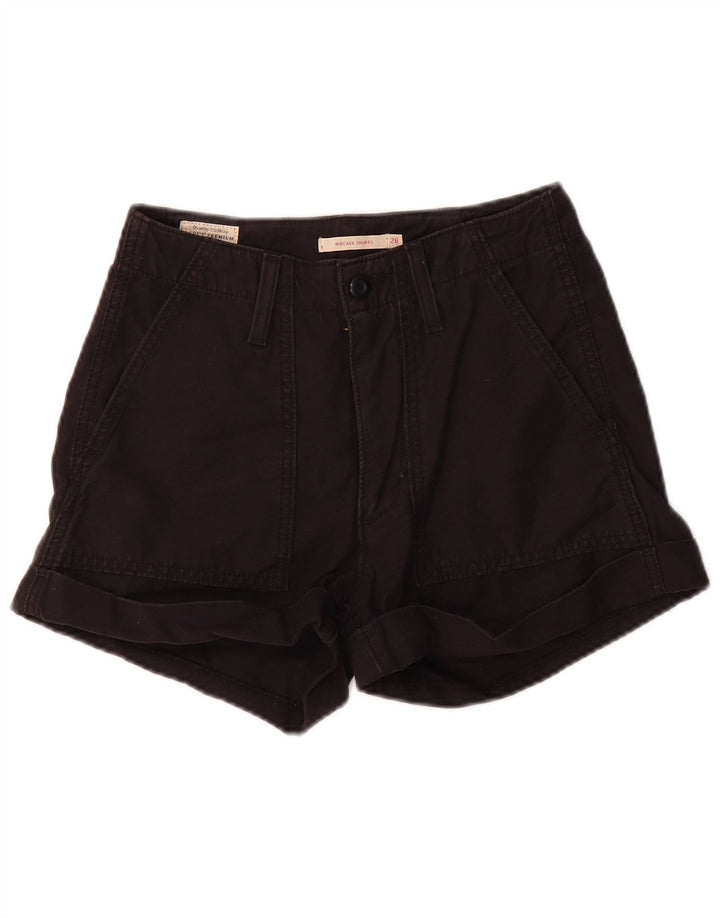 Shorts jeans feminino Levi's Ribcage W26 pequeno algodão preto