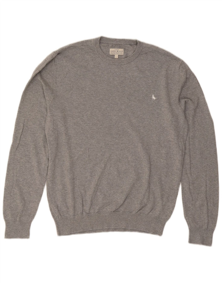 Jack Wills Suéter masculino com gola redonda, grande algodão cinza