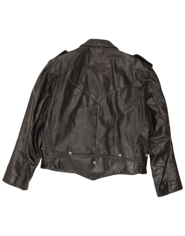 Jaqueta de couro militar masculina vintage UK 42 XL preta