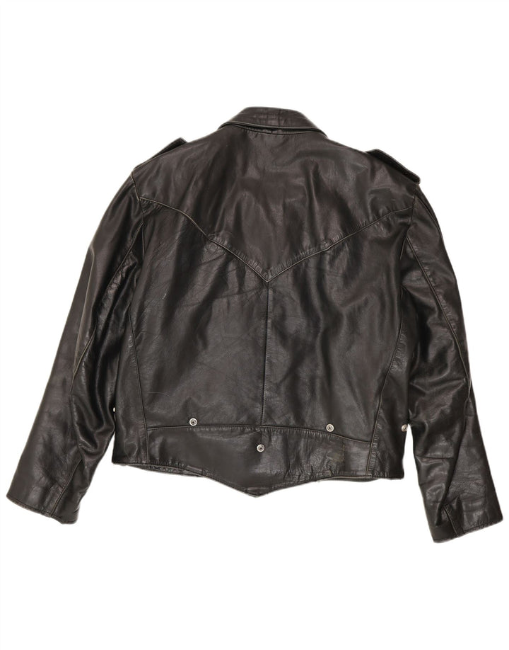 Jaqueta de couro militar masculina vintage UK 42 XL preta