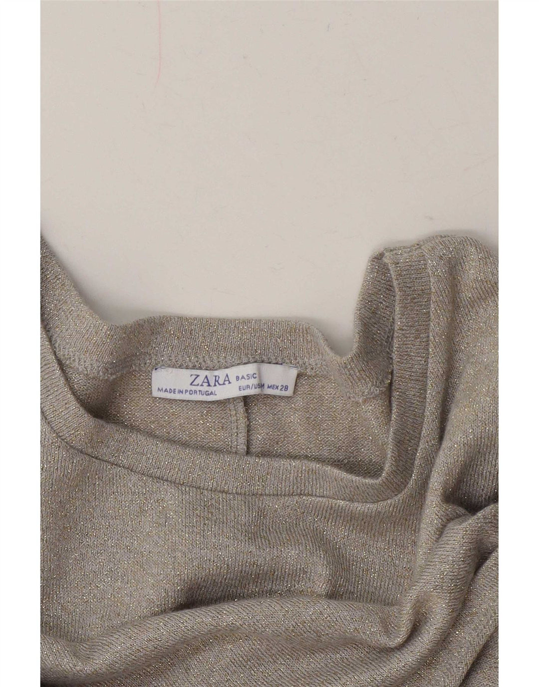 Zara blusa feminina cropped oversized top Reino Unido 14 bege médio salpicado