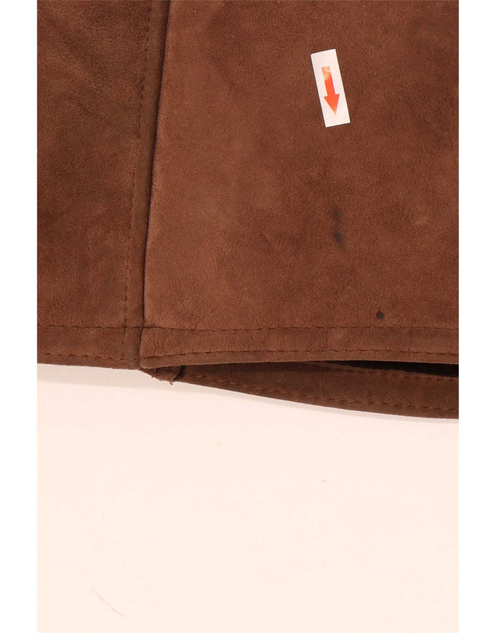 Sobretudo masculino vintage de shearling UK 40 grande marrom
