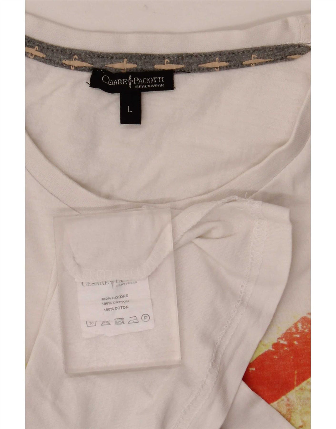 Cesare Paciotti Camiseta masculina gráfica grande algodão branco