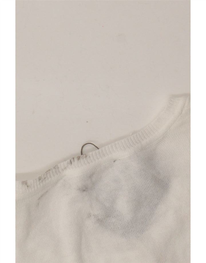 Oasis Womens Crop Bolero Jumper UK 12 Médio Algodão Branco