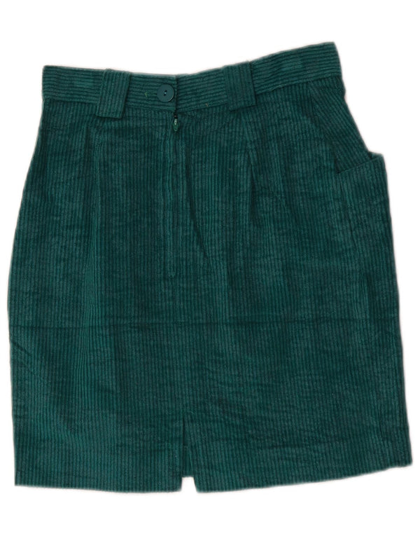 Saia feminina vintage de veludo IT 42 médio W26 algodão verde