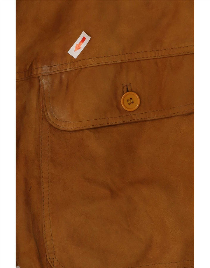 Jaqueta bomber masculina vintage de camurça UK 38 bege médio