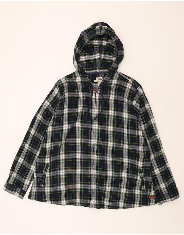 Camisa masculina de flanela com capuz e ajuste relaxado L.L.Bean 3XL algodão xadrez verde