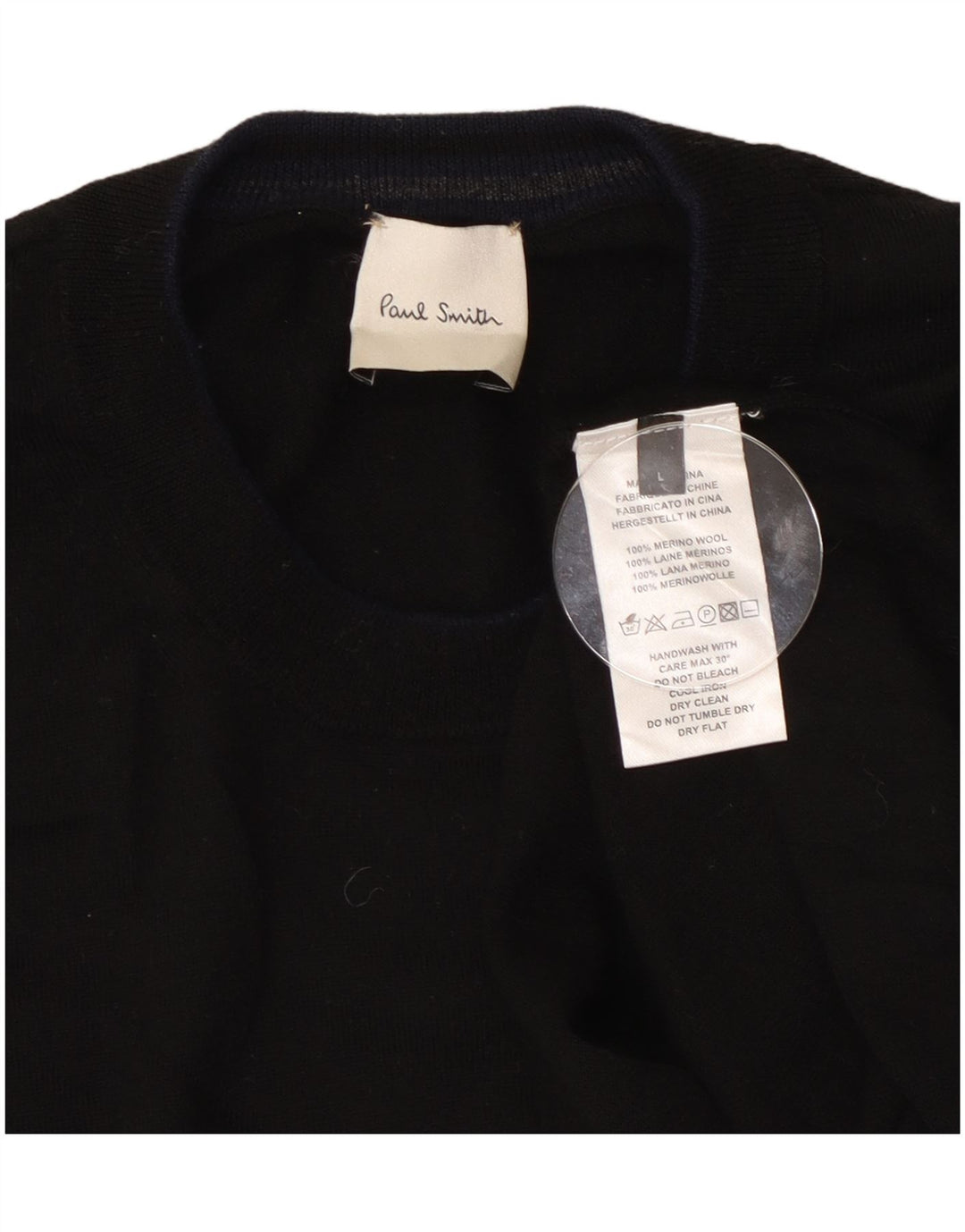 Suéter masculino Paul Smith com gola redonda, grande lã preta