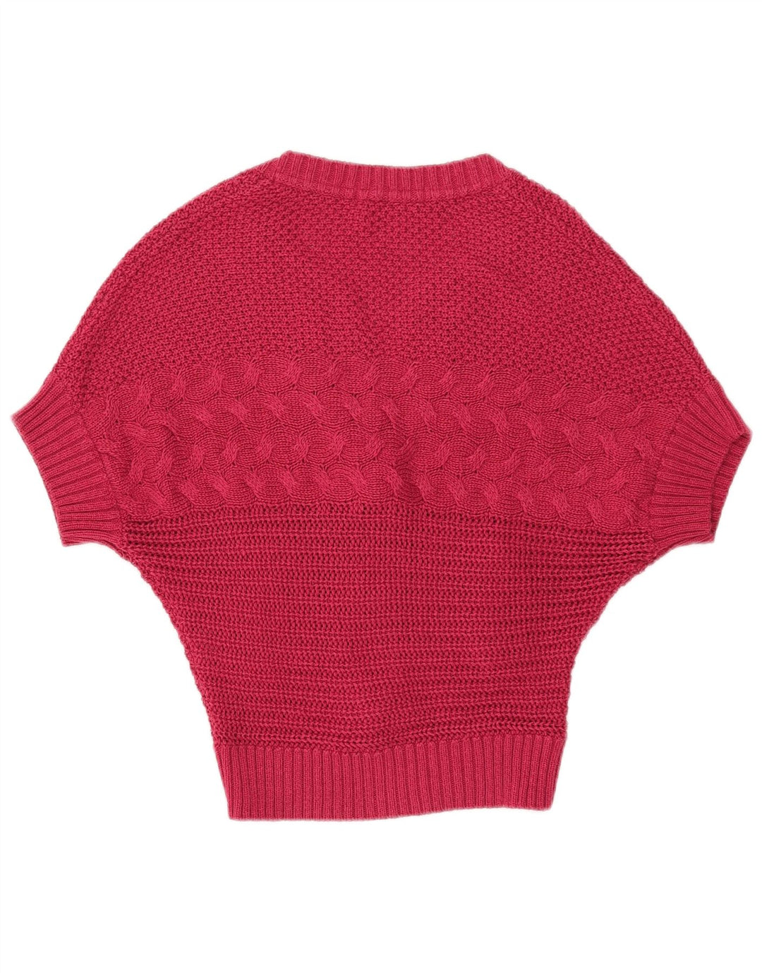 Suéter cardigã feminino vintage Batwing Reino Unido 14 grande rosa