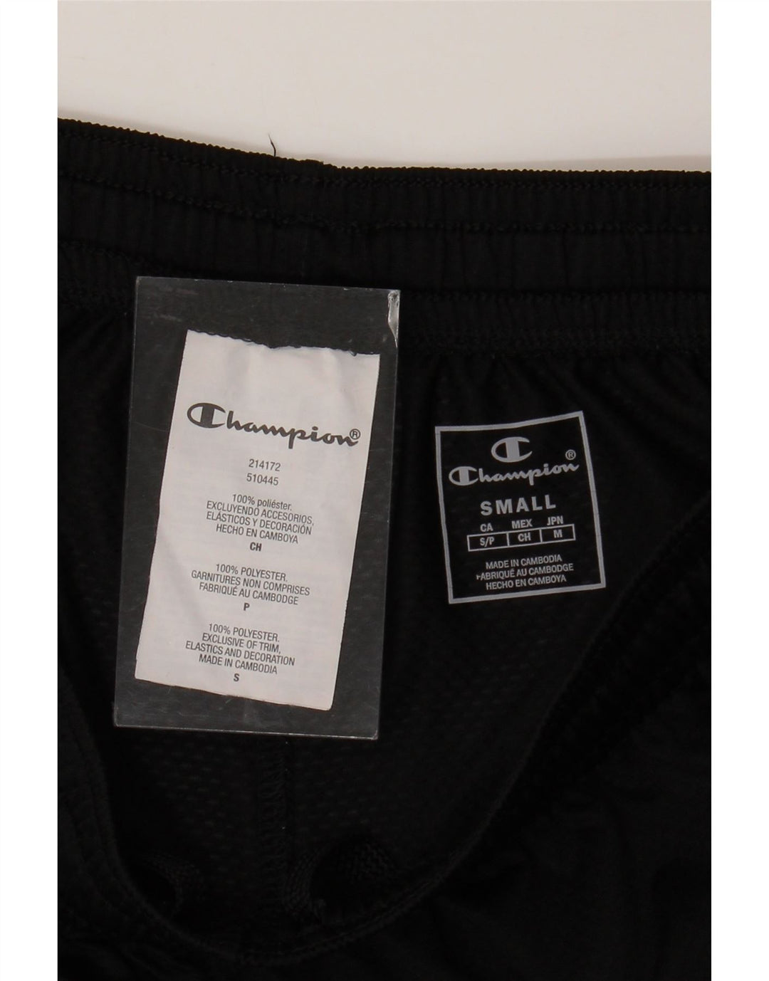 Shorts esportivos masculinos CHAMPION pequeno poliéster preto