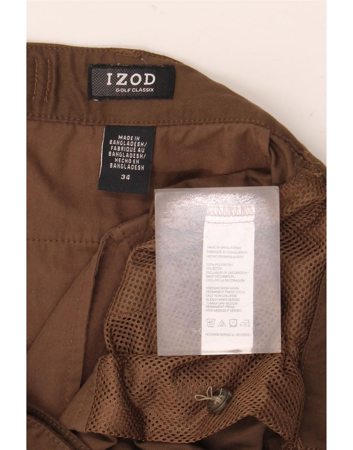 IZOD Masculino Pegged Chino Shorts W34 Grande Poliéster Marrom