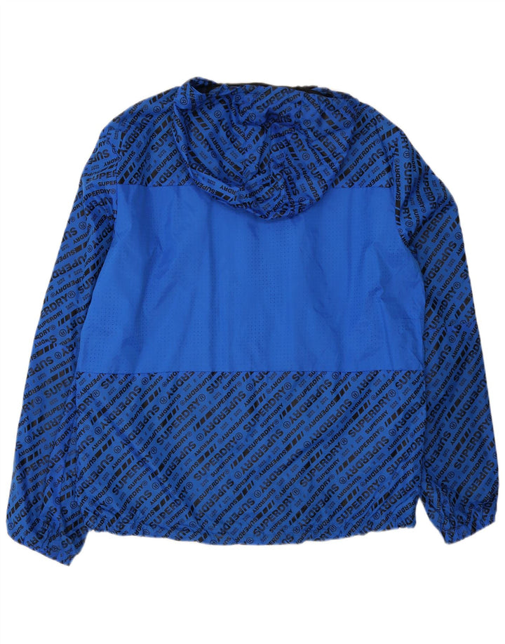 Jaqueta de chuva masculina Superdry Graphic com capuz UK 42 XL azul poliéster