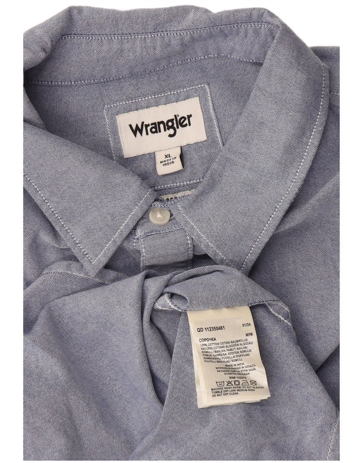 Camisa masculina Wrangler XL azul algodão