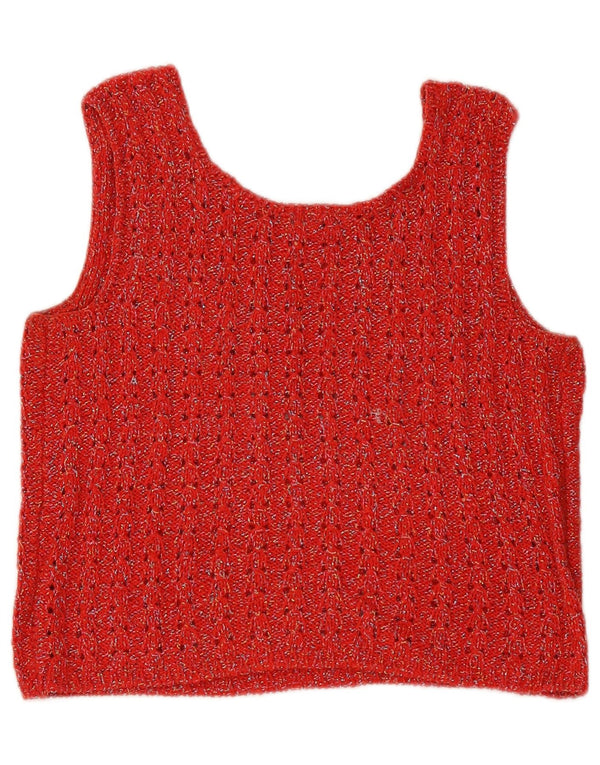 Blusa feminina Valentino Crop Knit Top Reino Unido 12 Médio Vermelho