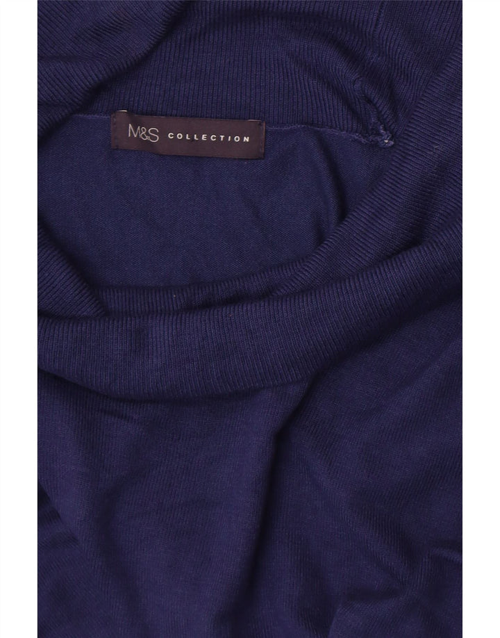 Suéter feminino Marks & Spencer com gola redonda Reino Unido 10 pequeno azul marinho