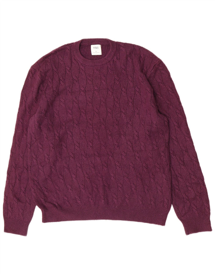 Suéter masculino Marks & Spencer com gola redonda XL poliamida roxa