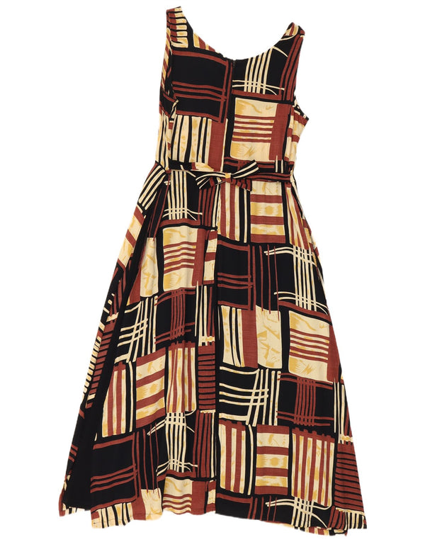 Vestido feminino sem mangas linha A No Problem Reino Unido 18 XL marrom patchwork viscose