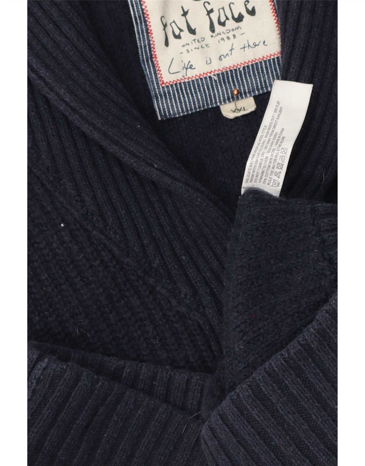 Suéter cardigan masculino Fat Face 2XL algodão azul marinho