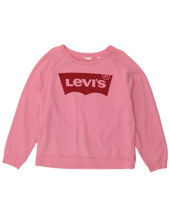 Moletom feminino Levi's com estampa oversized, Reino Unido 16, grande, rosa, algodão