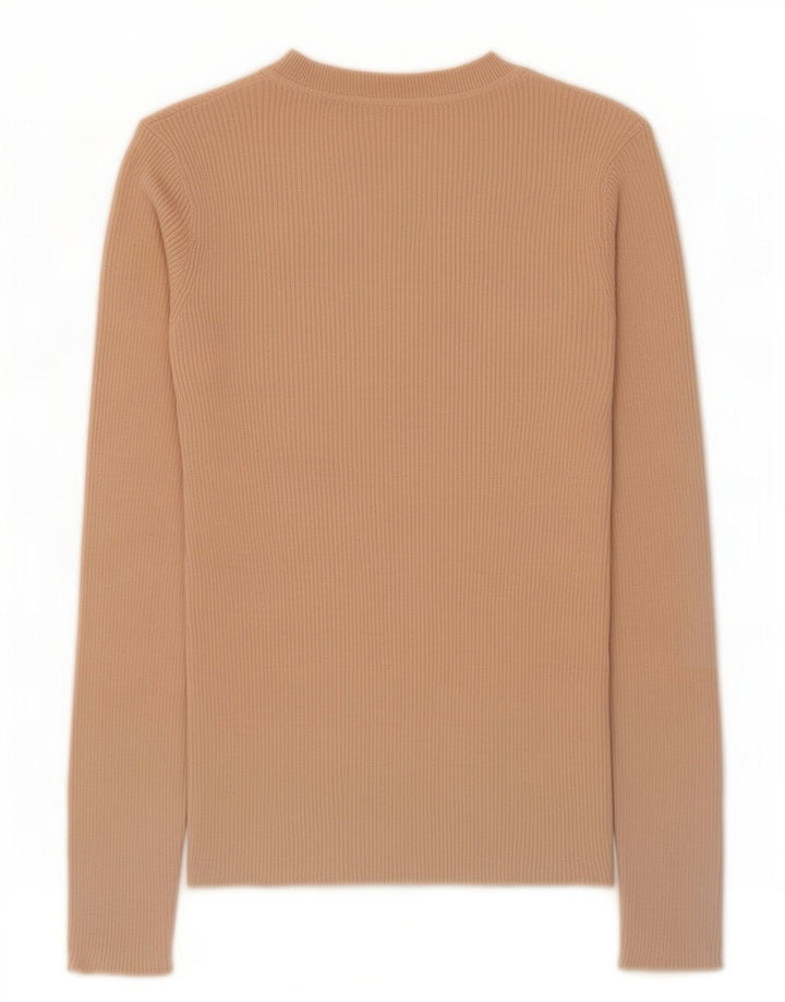 Top feminino Zara manga comprida UK 8 pequeno bege