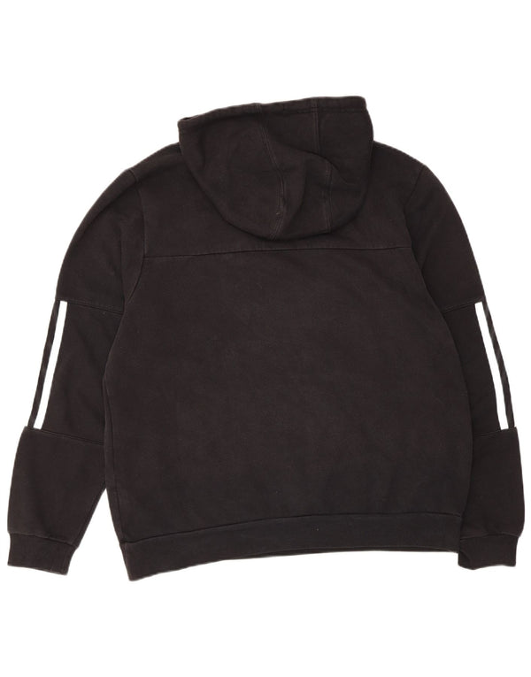 Adidas Womens Oversized Hoodie Jumper UK 4/6 XS Preto Algodão