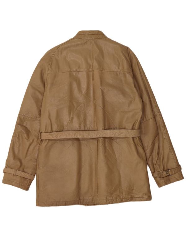 Jaqueta de couro masculina vintage IT 48 couro bege médio