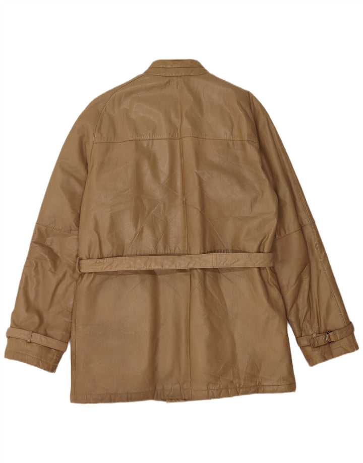 Jaqueta de couro masculina vintage IT 48 couro bege médio