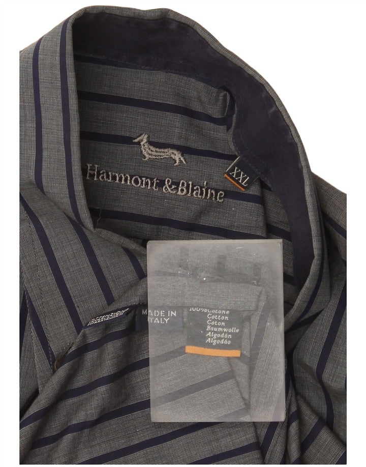 Camisa masculina Harmont & Blaine 2XL algodão listrado cinza