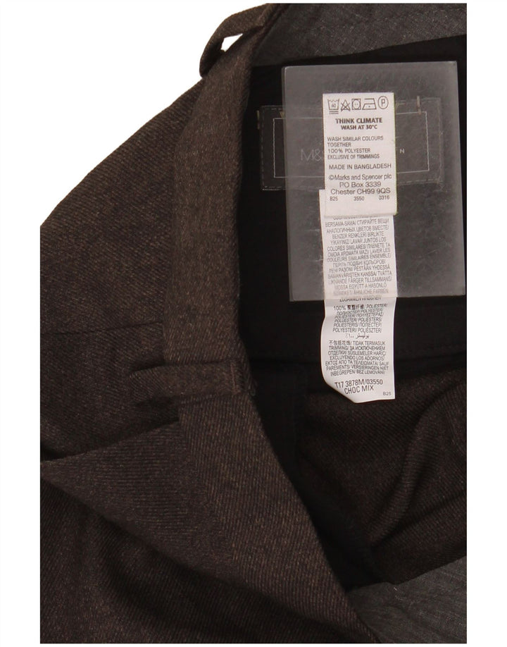 Calça masculina de ajuste regular Marks & Spencer W44 L33 poliéster marrom