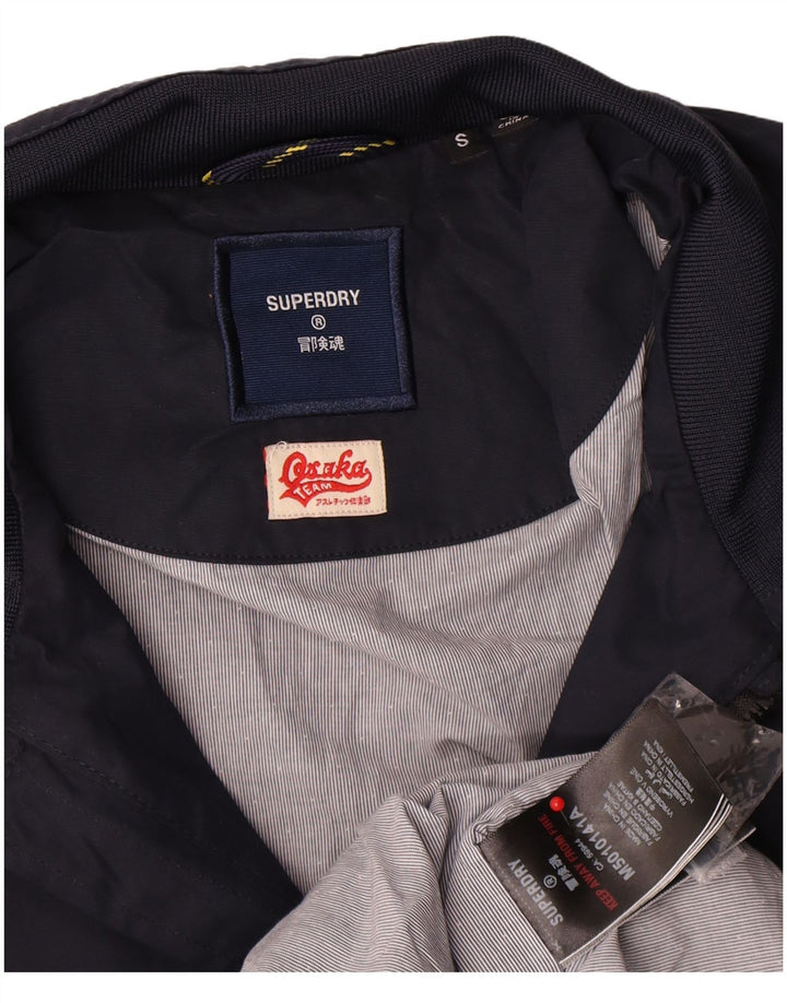 Superdry Mens Bomber Jacket UK 36 Pequeno Algodão Azul Marinho