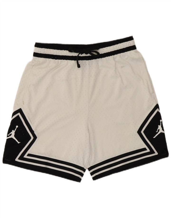 Shorts esportivos gráficos Jordan Dri Fit masculino médio branco poliéster