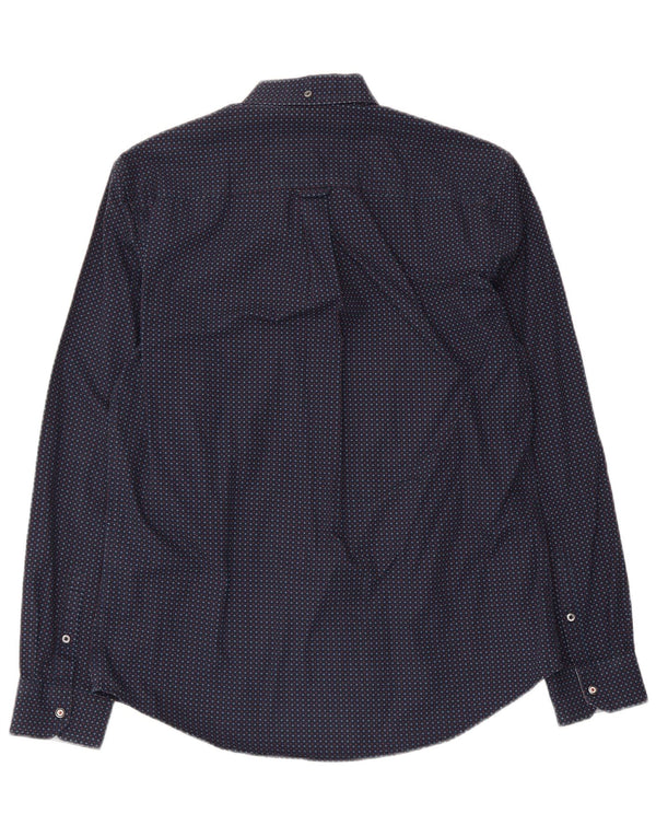 Camisa masculina Ben Sherman de algodão manchado azul marinho médio