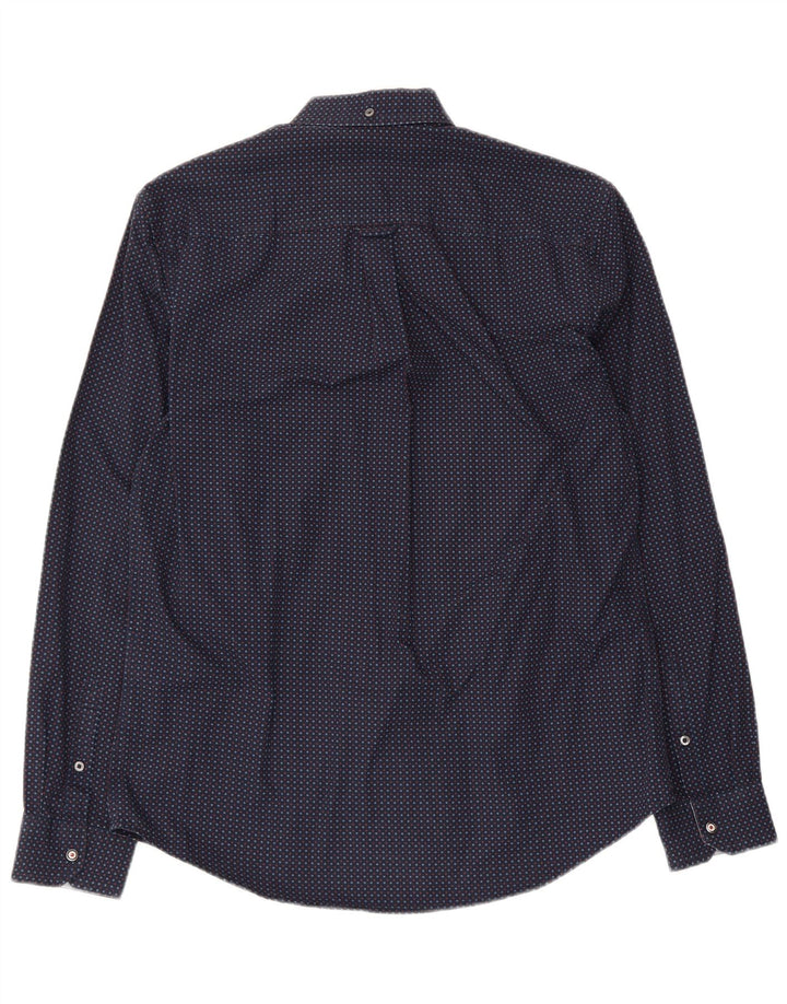 Camisa masculina Ben Sherman de algodão manchado azul marinho médio