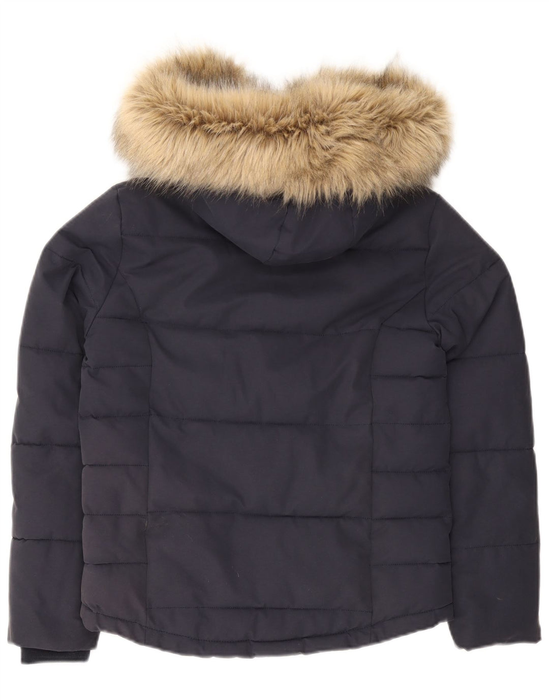 Jaqueta feminina acolchoada com capuz Jack Wills Reino Unido 8 pequena azul marinho