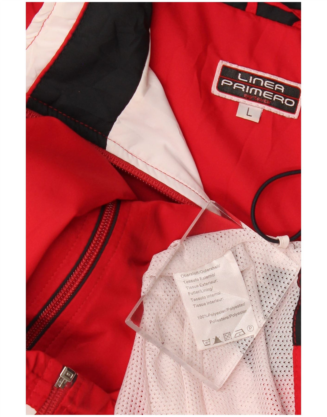 Linea Primero Mens Treino Top Jacket Grande Poliéster Colorblock Vermelho