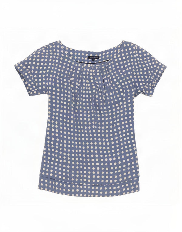 Blusa feminina Tommy Hilfiger top US 8 médio azul bolinhas seda