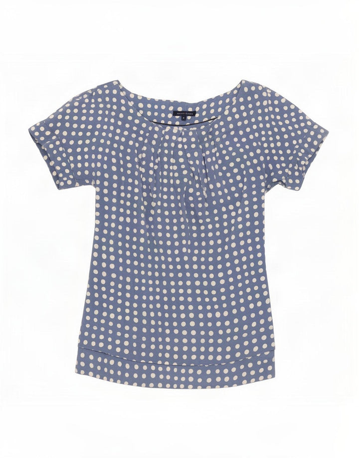 Blusa feminina Tommy Hilfiger top US 8 médio azul bolinhas seda