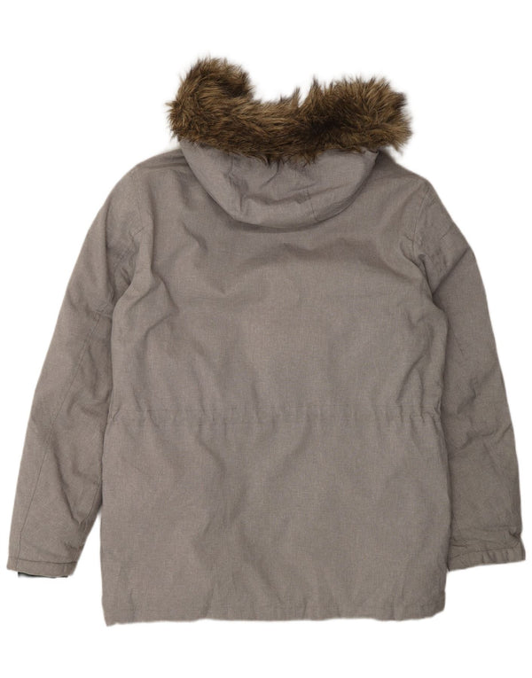 Jaqueta masculina acolchoada com capuz Jack & Jones Reino Unido 40 grande bloco colorido cinza