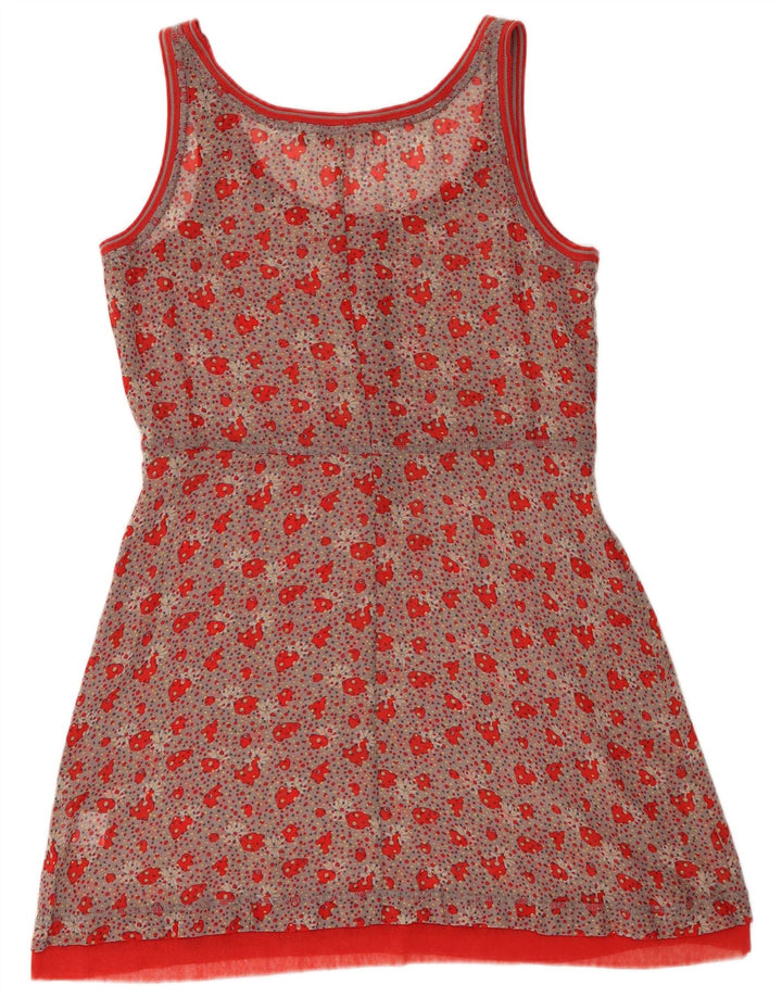 Vestido sanduíche feminino com estampa abstrata sem mangas evasê UE 38 vermelho médio