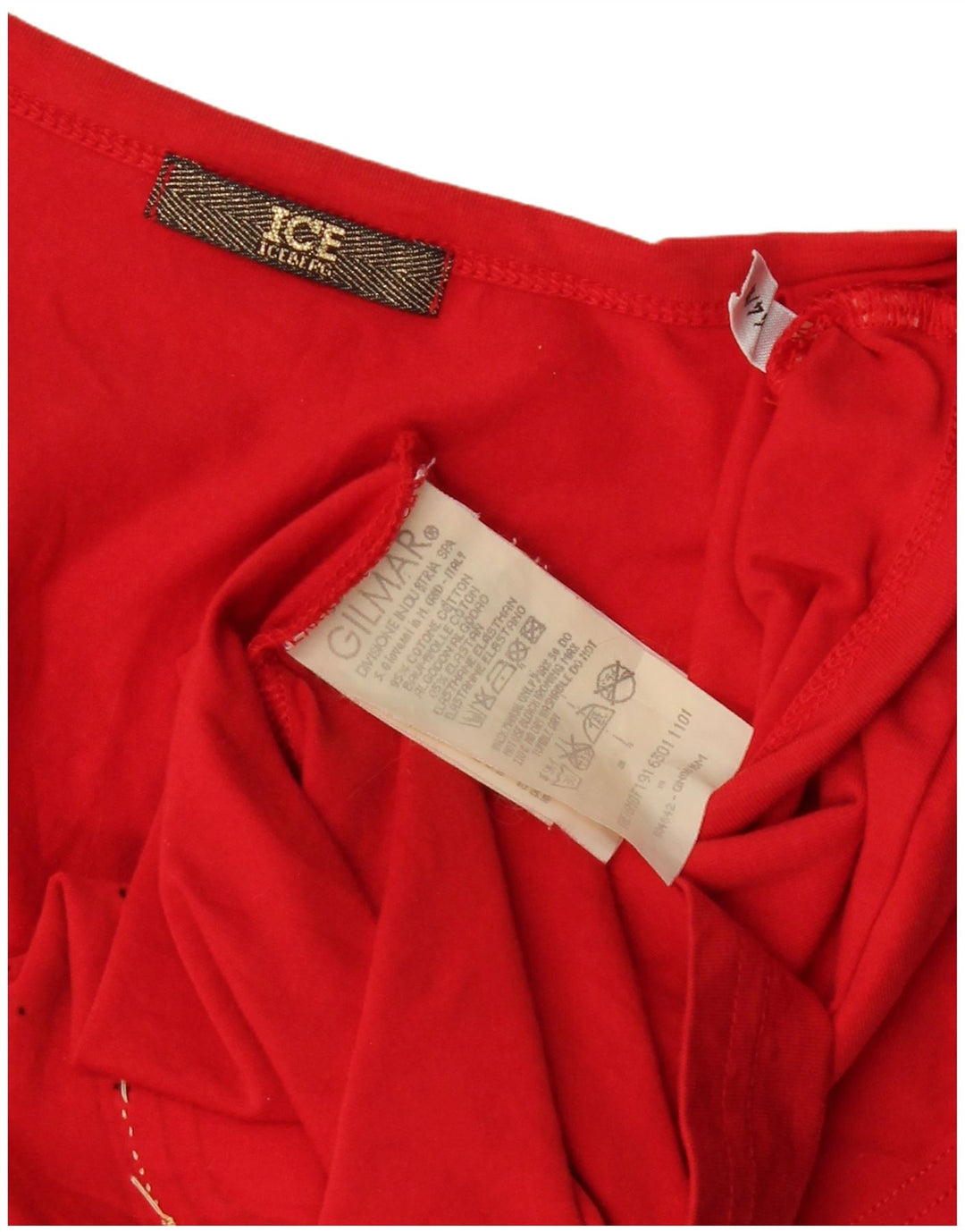 Camiseta feminina com estampa Popeye ICEBERG Reino Unido 12 algodão vermelho médio