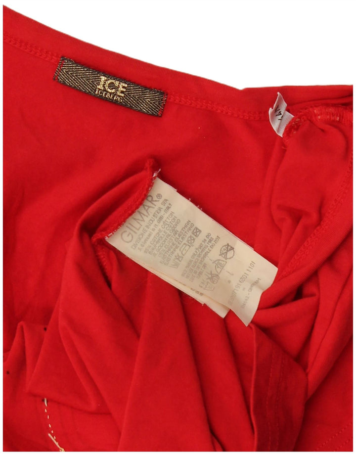 Camiseta feminina com estampa Popeye ICEBERG Reino Unido 12 algodão vermelho médio