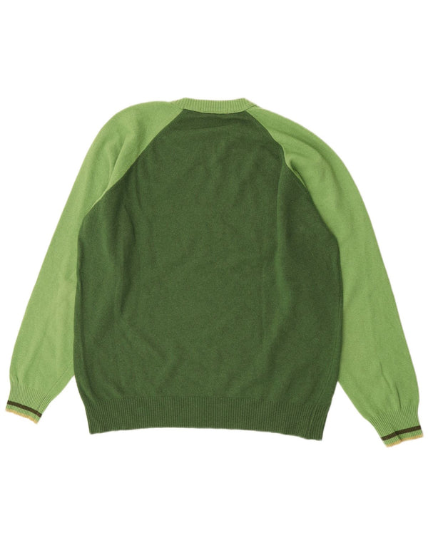 Suéter masculino Catbalou com gola redonda, lã listrada verde grande