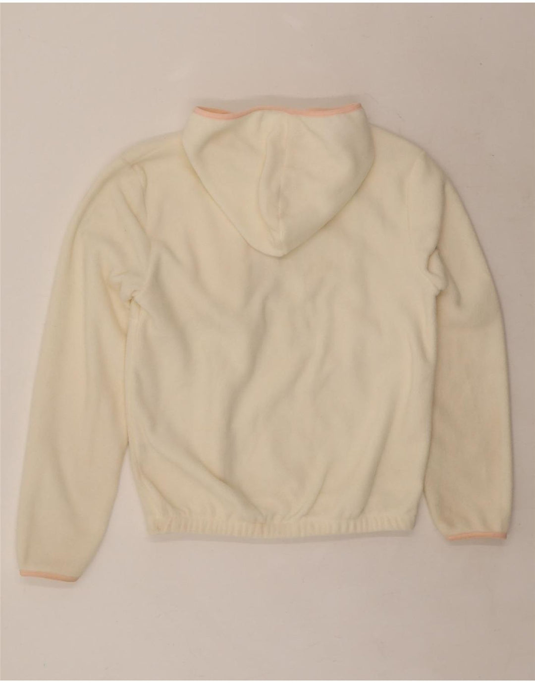 Suéter de lã feminino FILA com capuz grande e gola com zíper UK 6 XS off white