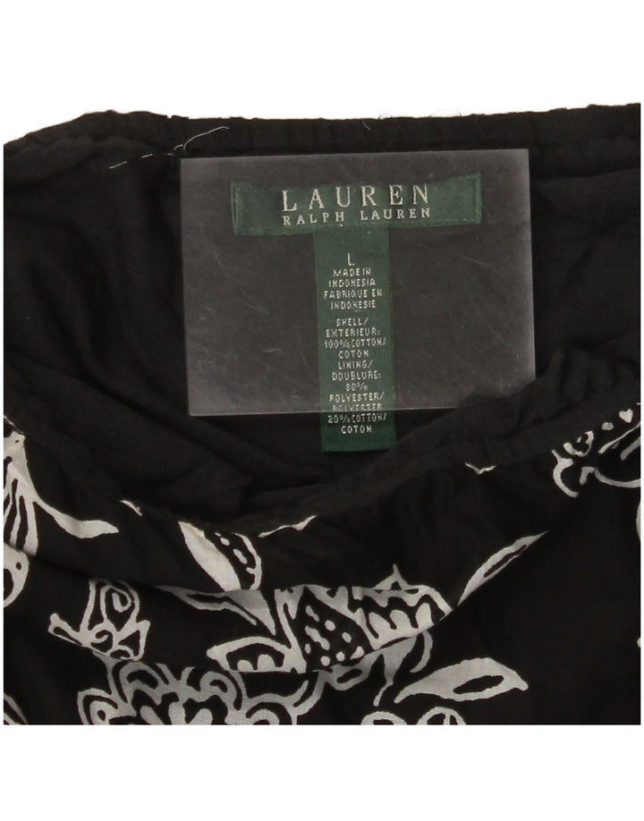 Saia feminina em camadas RALPH LAUREN grande W34 algodão floral preto