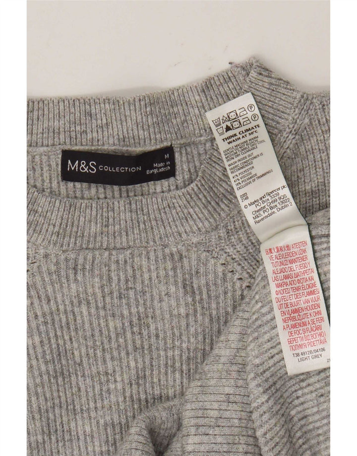Suéter feminino Marks & Spencer com gola redonda Reino Unido 12 cinza médio manchado